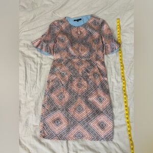 Nanette Lepore Peach and Light Blue Geometric Midi Dress